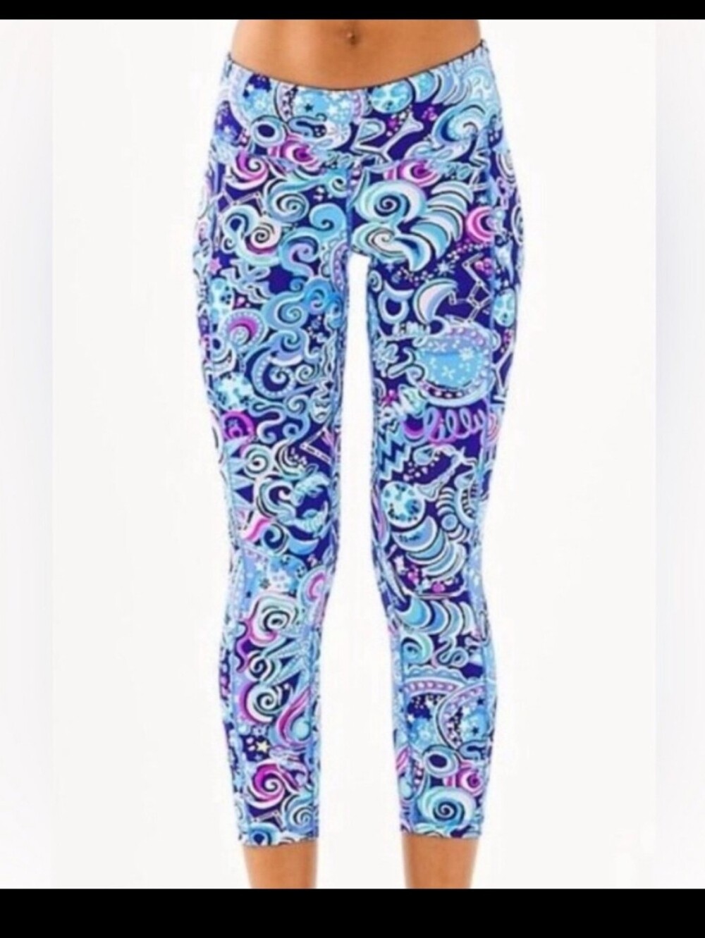 Lilly Pulitzer Blue & Purple Swirl Print Capri Leggings